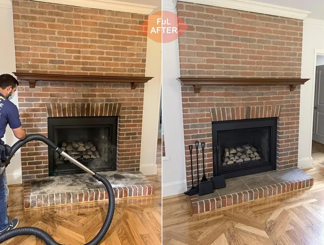 Redlands Chimney Sweep carefully sanitizing a fireplace in Redlands, CA