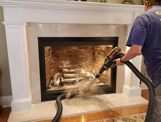 Fireplace cleaning performed by Redlands Chimney Sweep in Redlands, CA